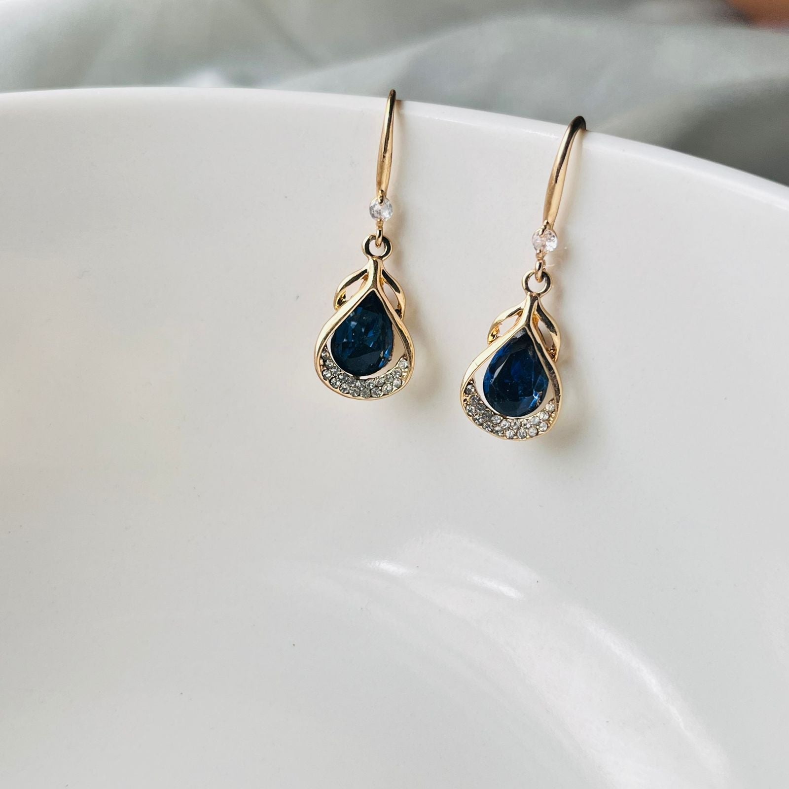 Blue Sparkle Drop Earrings