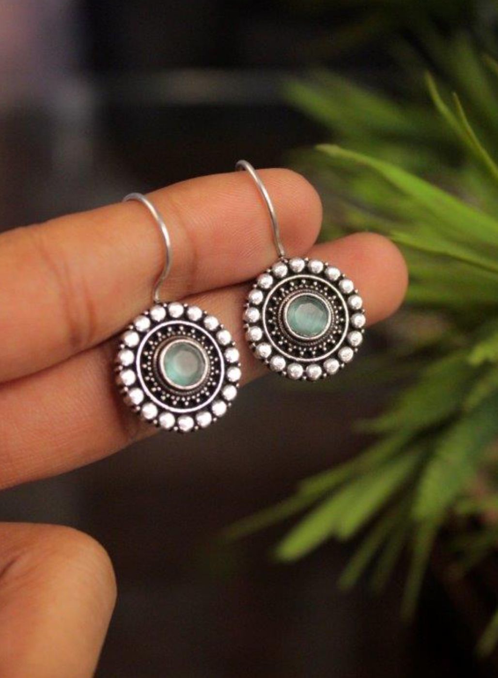 Boho Tea Drop Oxidised Earrings