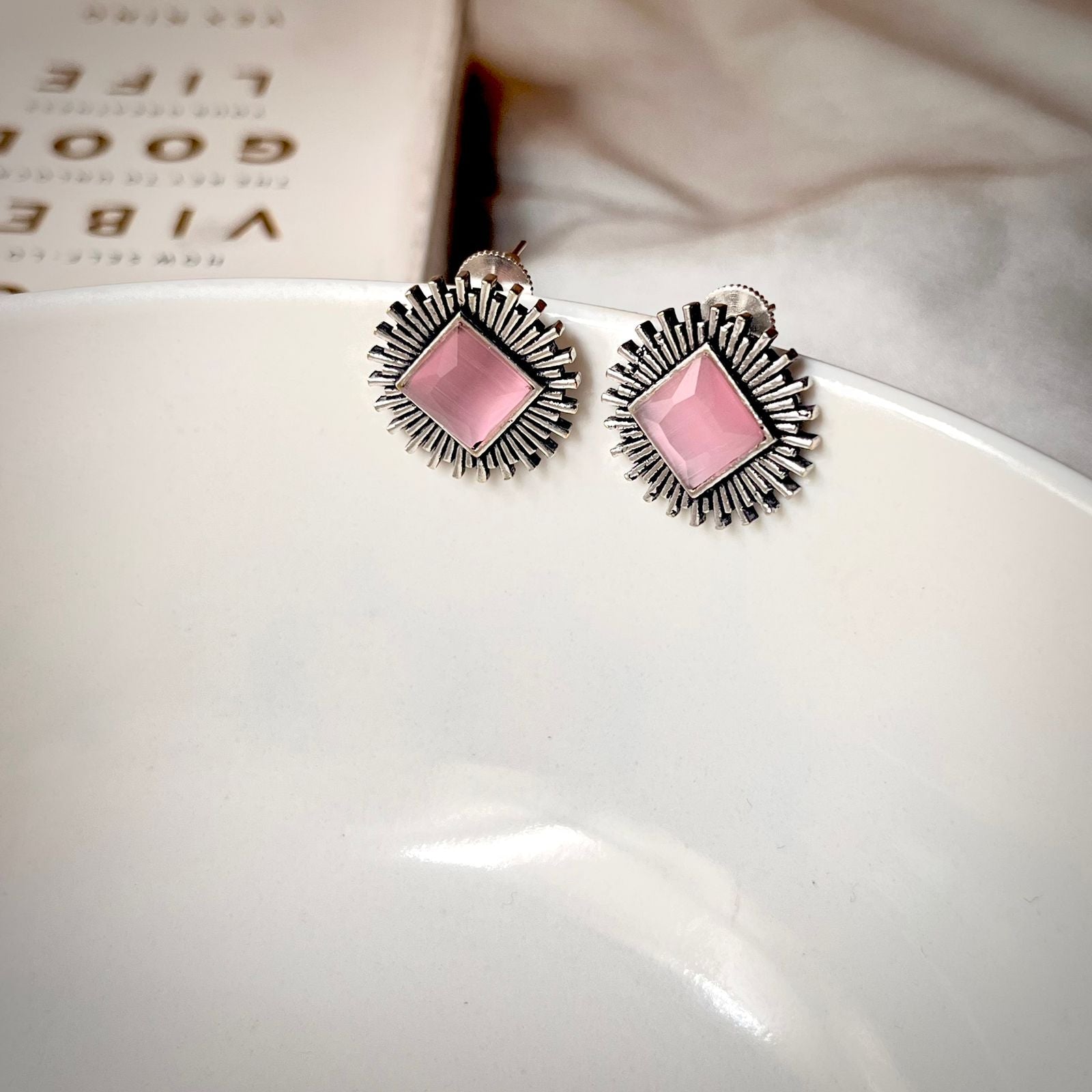 Elegant Pink Studs Lightweight Jewelry