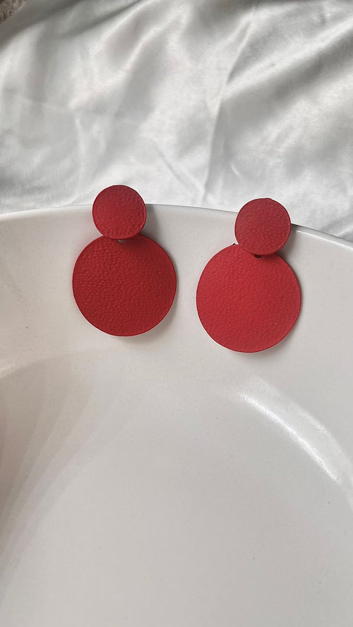 Aarika Red Duo Disc Earrings