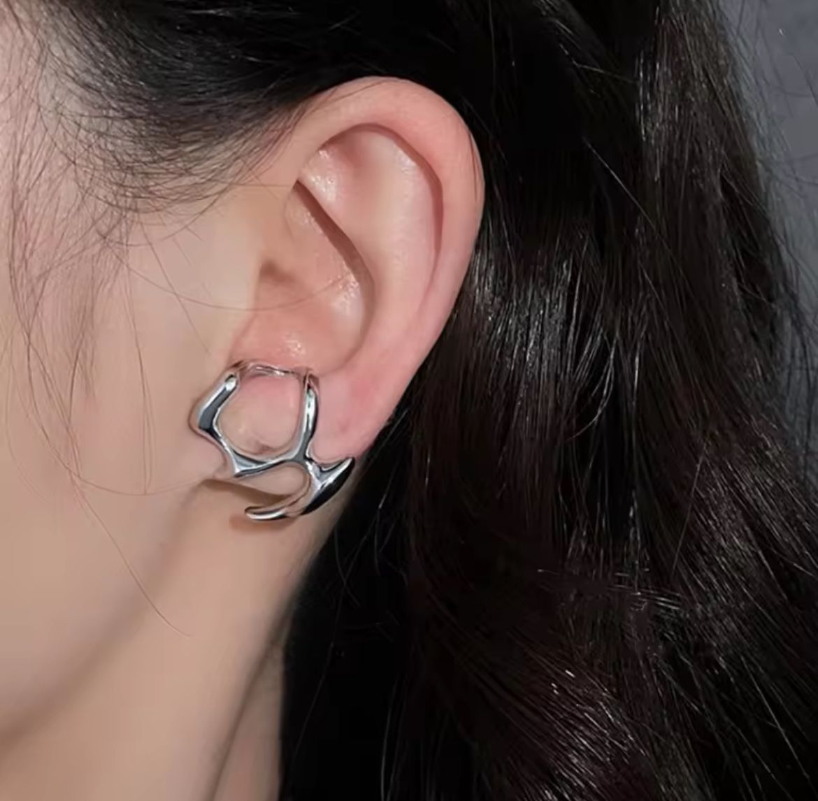 Abstract Silver Ear Hugger