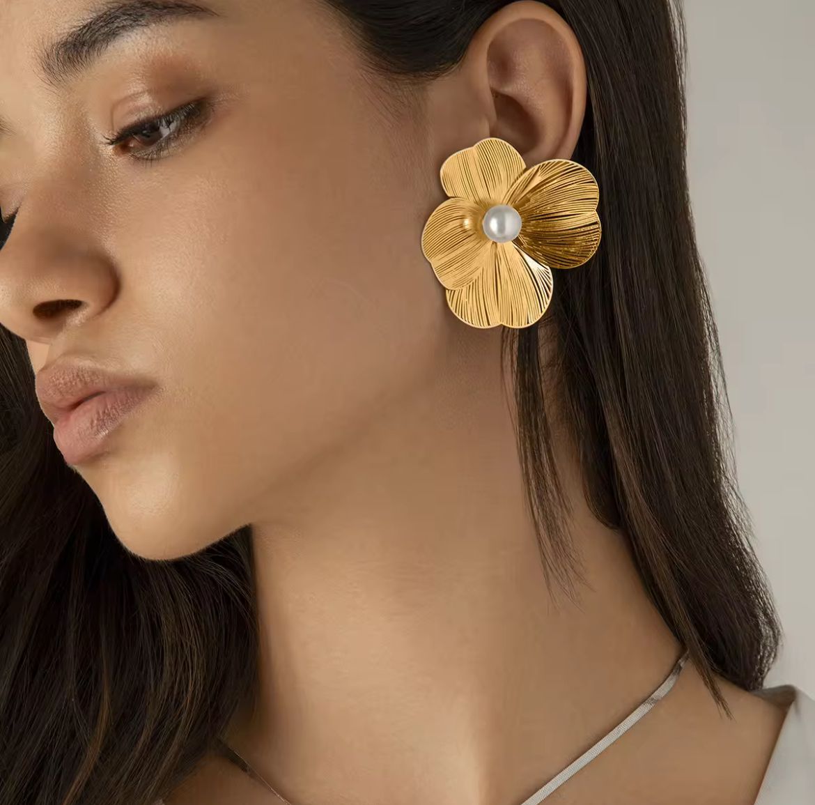 Big Golden Flower Earrings