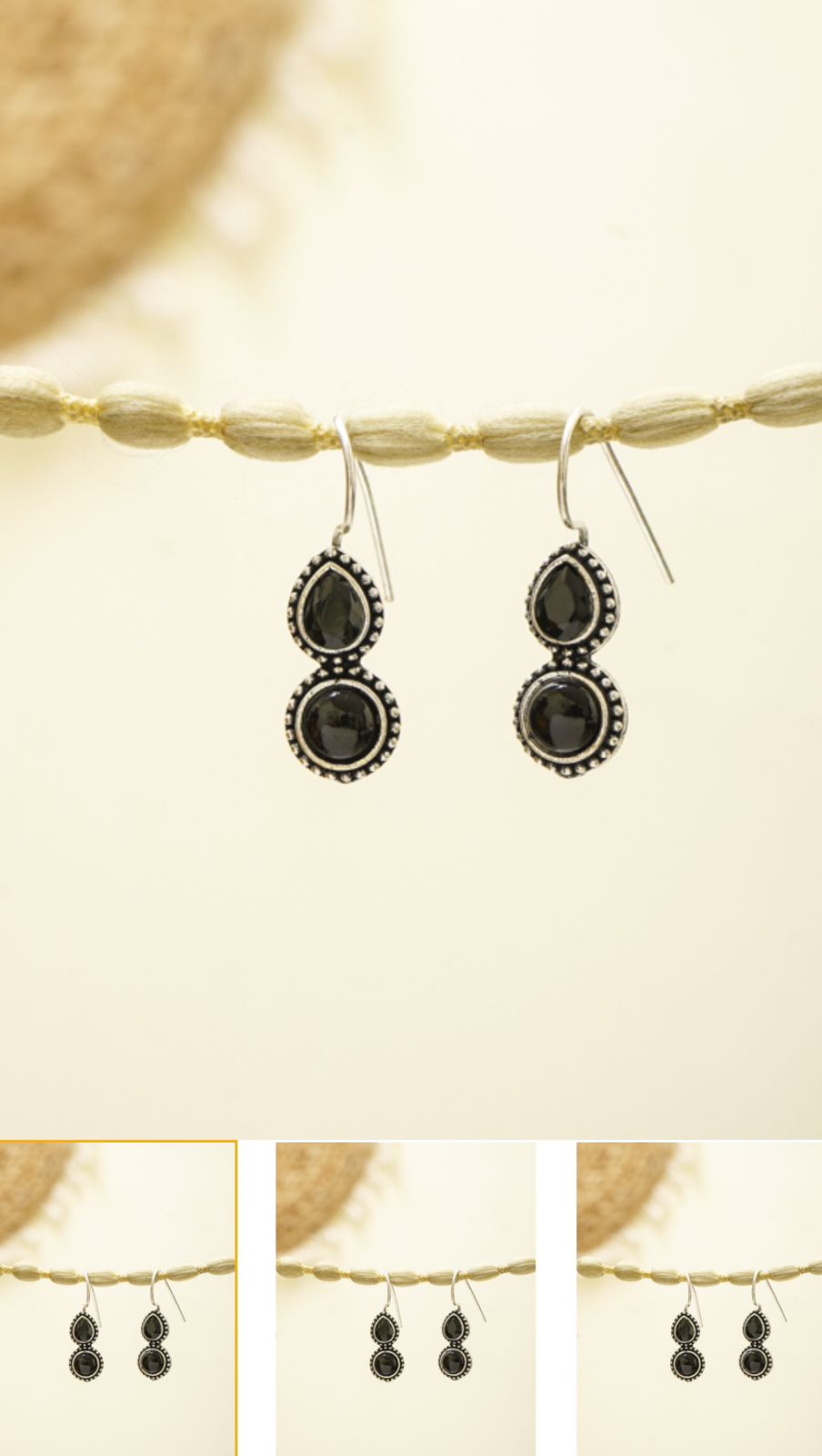 Dual Stone black Earrings