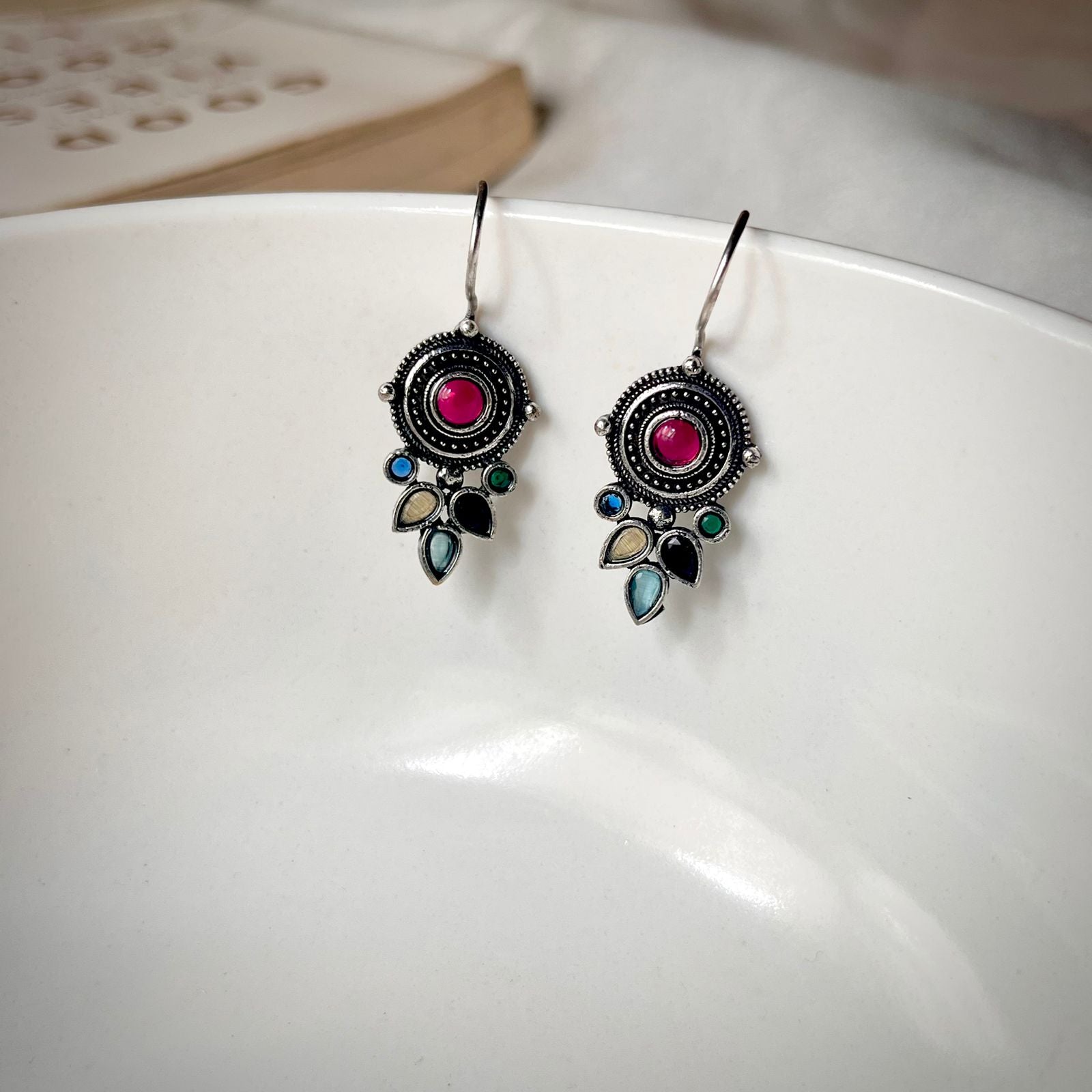 Lightweight Traditional Earrings Oxidised Finish