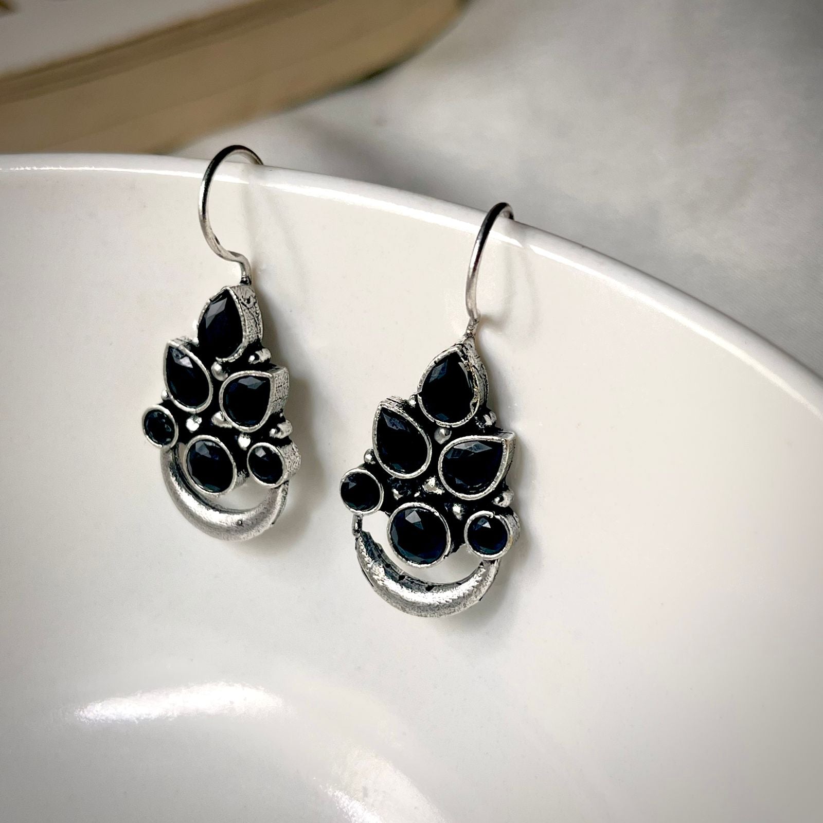 Oxidised Black Dangler Earrings for Women