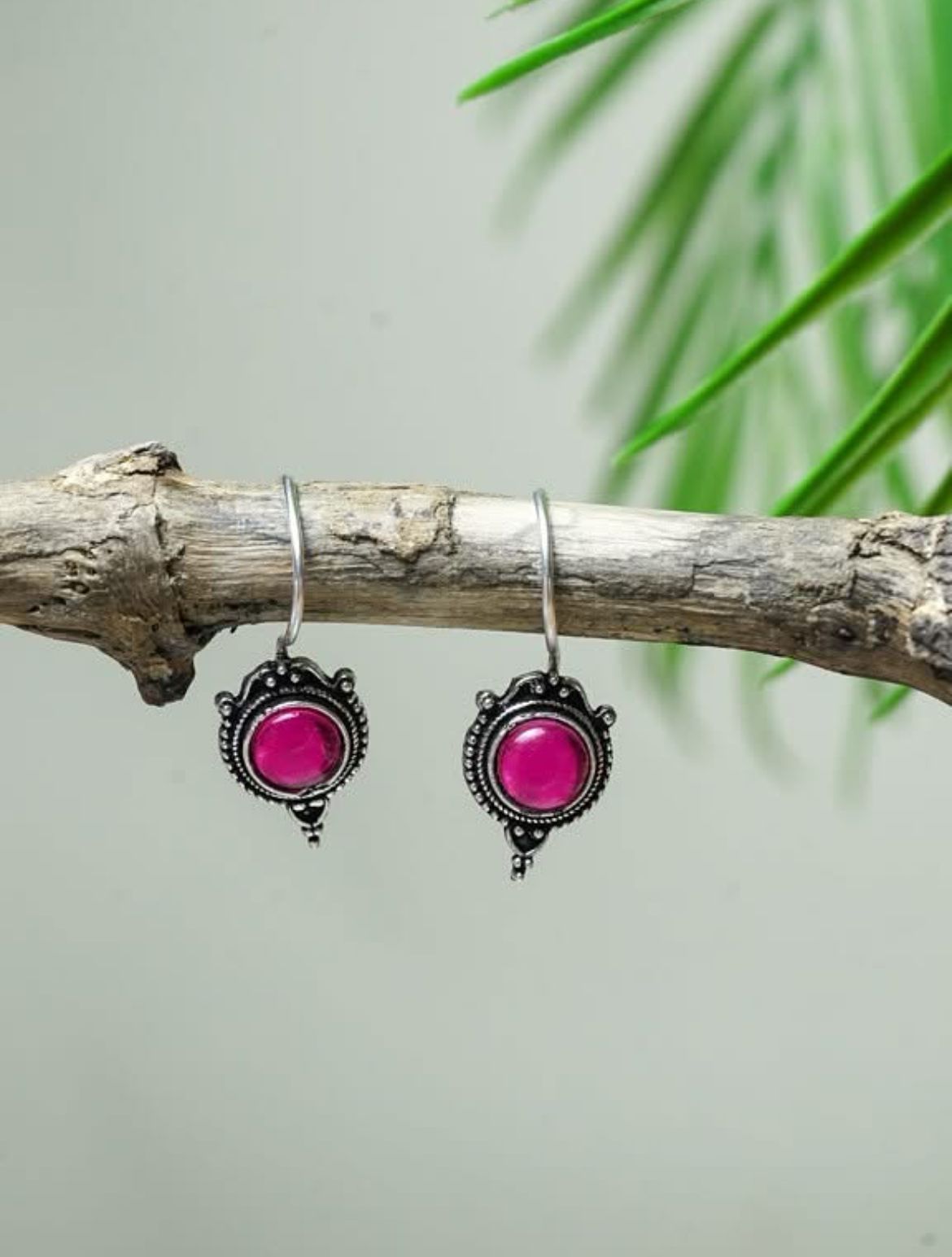 Small Size Fish hook Rubby Earrings