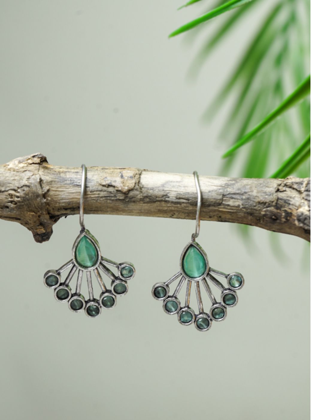 Tapasya Pastel green Oxidised Earrings