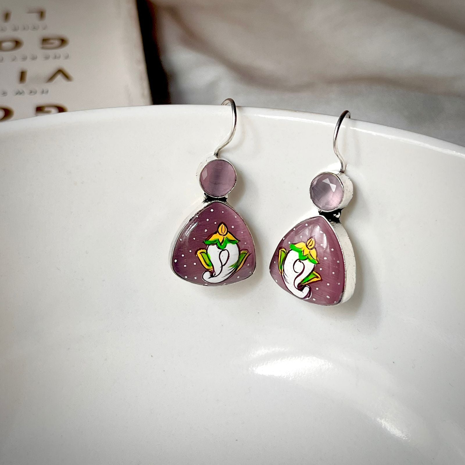 Traditional Enamel Art Earrings Classic Look