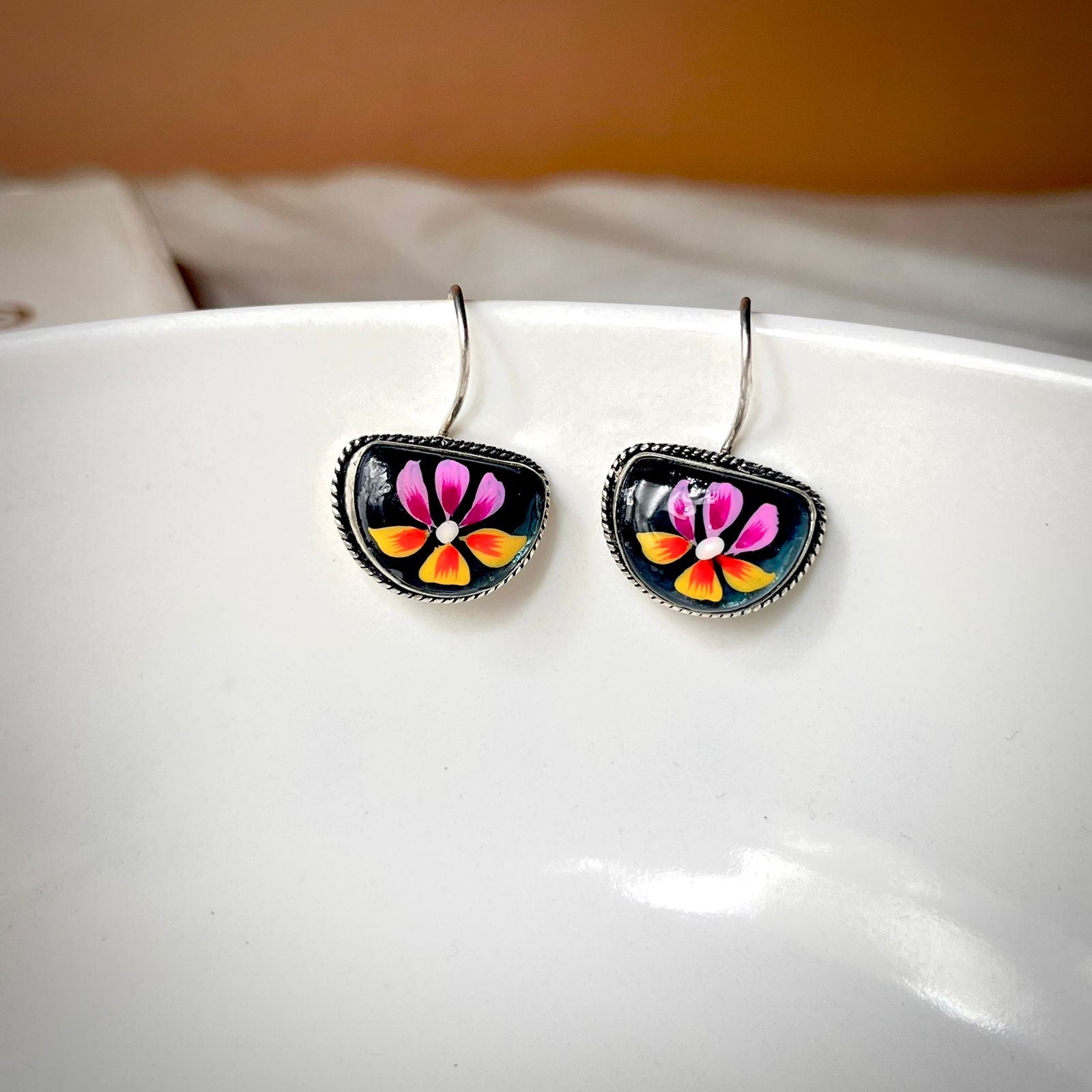 Unique Hand Painted Earrings Boho Vibe